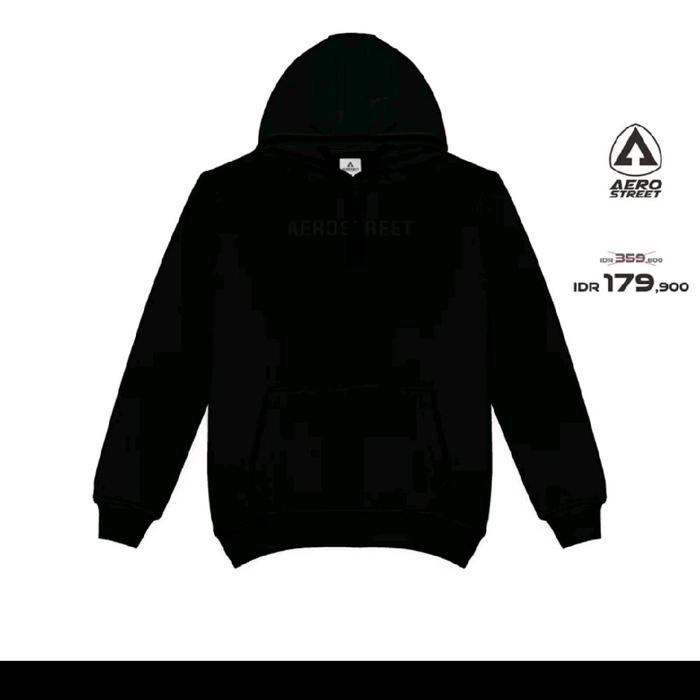 Aero Street Hoodie Hitam dengan Logo Aero Street untuk Gaya Santai