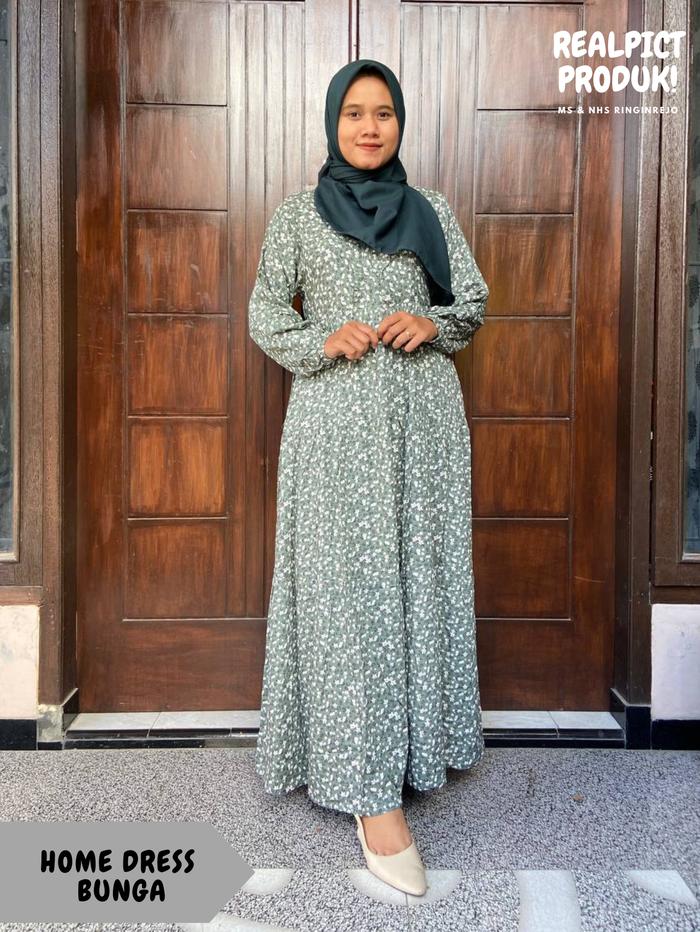 HOME DRESS RAYON BUNGA / DRESS DAILY / BUNGA BUNGA / GAMIS MOTIF / BAJU HARIAN / BUSANA KEKINIAN / G