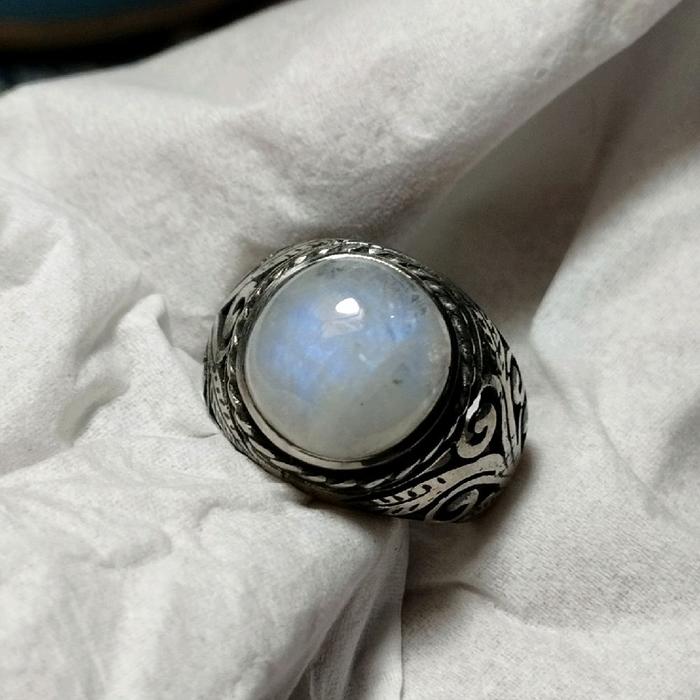 cincin biduri bulan air laut plangi full star natural Akik Batu