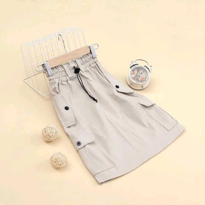 rok panjang cargo warna beige anak premium junior bawahan anak perempuan bahan streechy