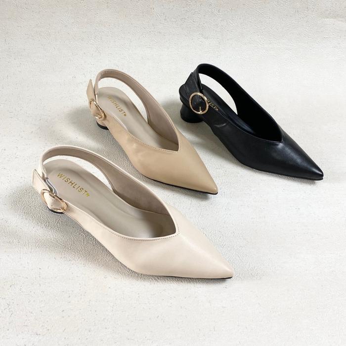 Wishlist Sepatu Heels Wanita 3cm Kulit Sintetis Elegan