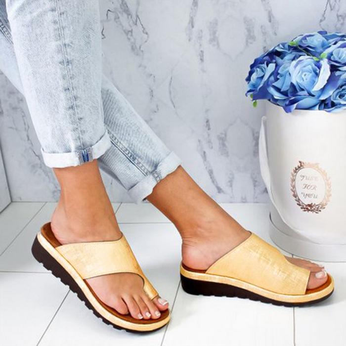 Women Summer Sandals Comfy Platform Flat Shoes Sole Ladies Casual Soft Big Toe Foot Sandal Orthopedi