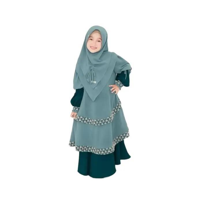 GAMIS ANAK ADEN ACROPOLIS WARNA E.BLUE SET HIJAB