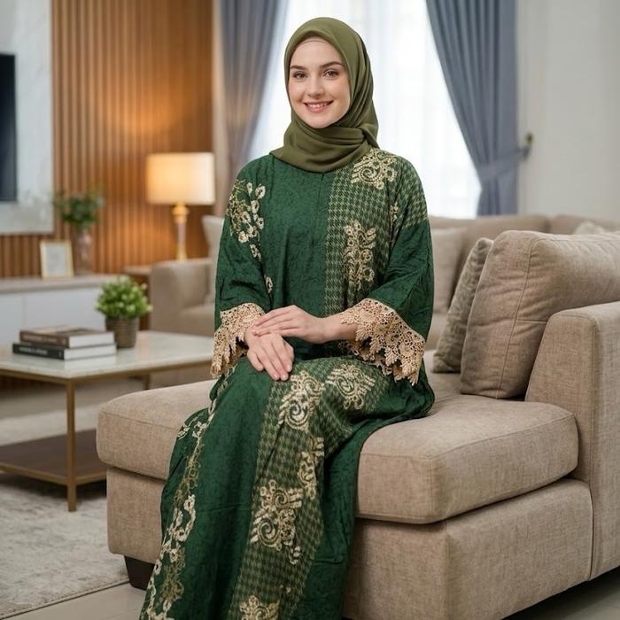 Kaluna Dress Rayon Premium Busui Lengan Panjang Homedress Motif Batik Cap Pekalongan Tebal Jumbo Ade