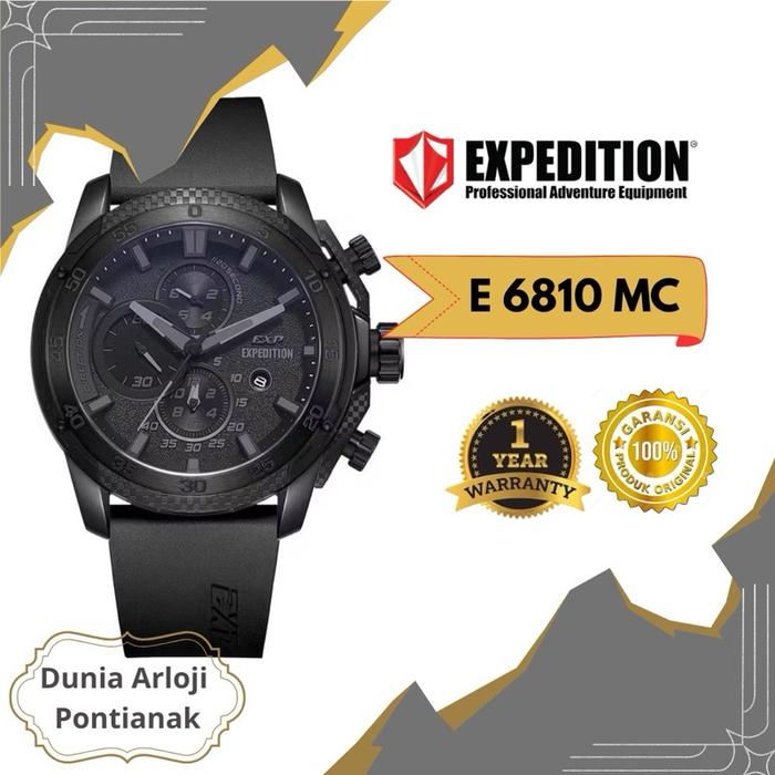[ Dunia Arloji Pontianak ] E 6810 mc jam tangan cowok karet mewah Pria Rubber Stainless Watches
