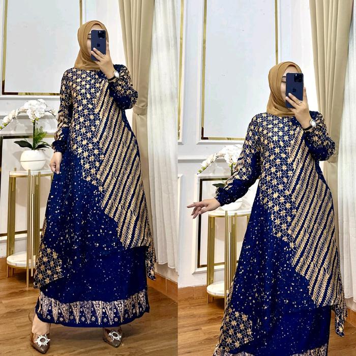 MZ Setelan Kondangan Batik Viscose Dobby Sutra Wanita Dewasa - Atasan, Kulot, Remaja, Blazer, Celana