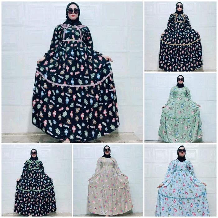 gamis rayon premium motif karakter labubu by camelia collection/busana muslim terbaru/gamis wanita d