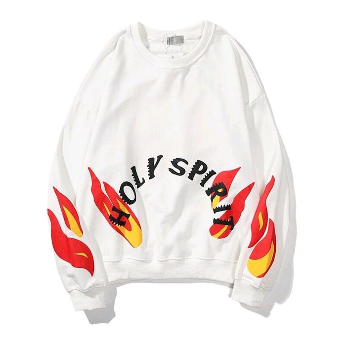 skena Sweater Korean Style y2k Pria Switer Crewneck Pria Dewasa Blue Flame api biru SweaterOversized