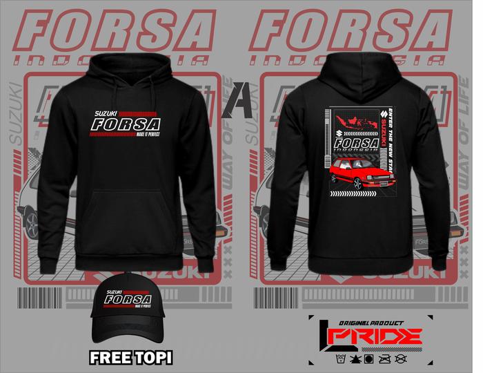 SWEATER FORSA FREE TOPI III HOODIE FORSA GRATIS TOPI Fleece