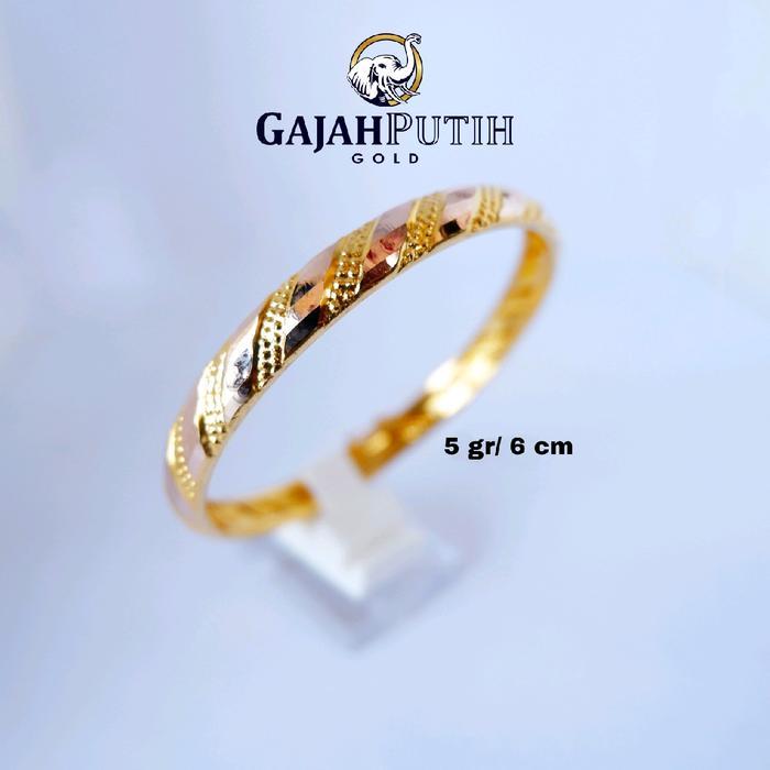 GELANG 5 GRAM MODEL BANGKOK ZEBRA EMAS ASLI KODEO5060