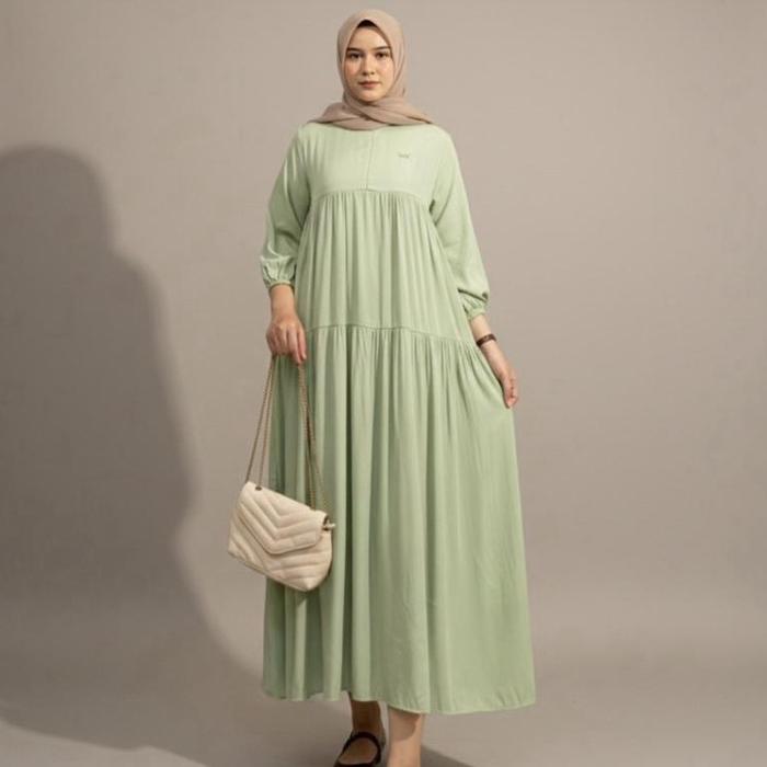 OkedaShop - QLOUDI LA MIDI VISCOSE TENCIL - Midi Dress Wanita Elegan 2025