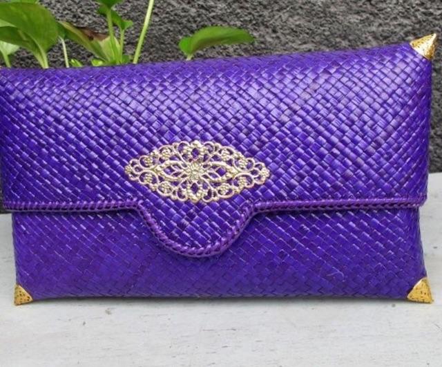 Dompet kondangan Slop kecil Dompet pesta segitiga ceren Dompet pandan pesta Cluth gliter Tas eceng g