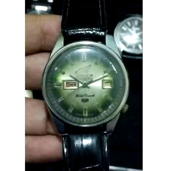 Jam Tangan Garuda 5 World Travel Weekdater 25 Jewels Green Gradasi Dial Rare Item Circa 1960an Origi