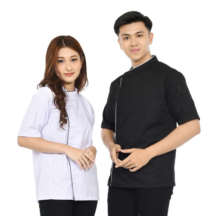 Baju Chef Baju Koki Chef Jakcet Seragam Kerja Pria Wanita Lengan Pendek Coklat Hitam Putih Safety Mo