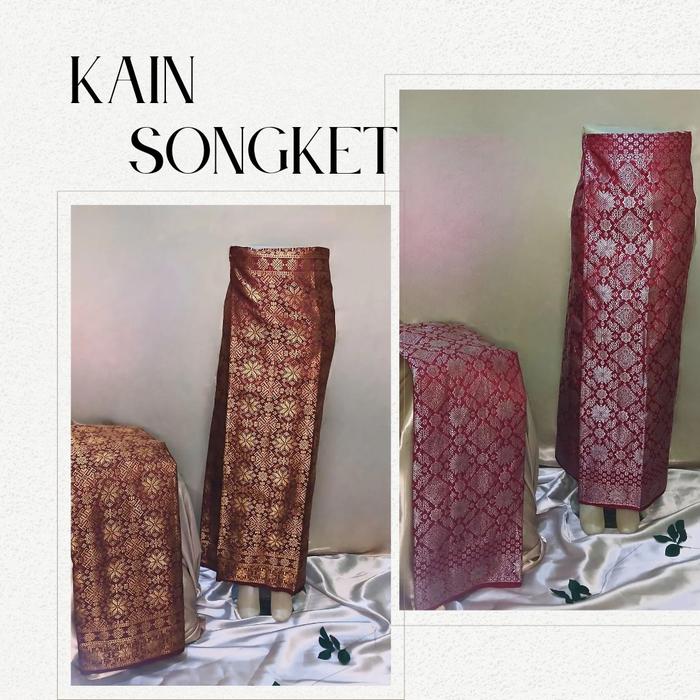 Kain songket/songket tradisional modern/songket lilit -merah, maroon Elegan