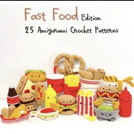 [e-pattern] Pola Rajut Amigurumi Series 2 Crochet Tutorial - Fast Food