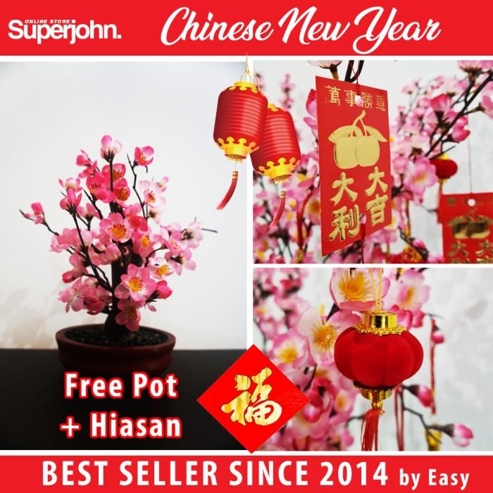 > Pohon Imlek / Pohon Angpao / Bunga Sakura / Pohon Mei hua Pink 40 cm RR