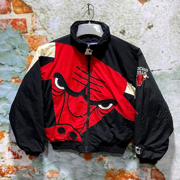 jacket bomber vintage STARTER  CHICAGO BULLS NBA JORDAN size S