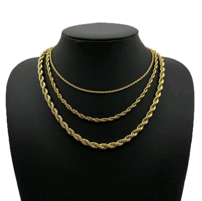 Kalung Titanium Model Tambang Terbaru Anti Karat Dan Luntur Untuk Pria Dan Wanita Elegan Dan Mewah M
