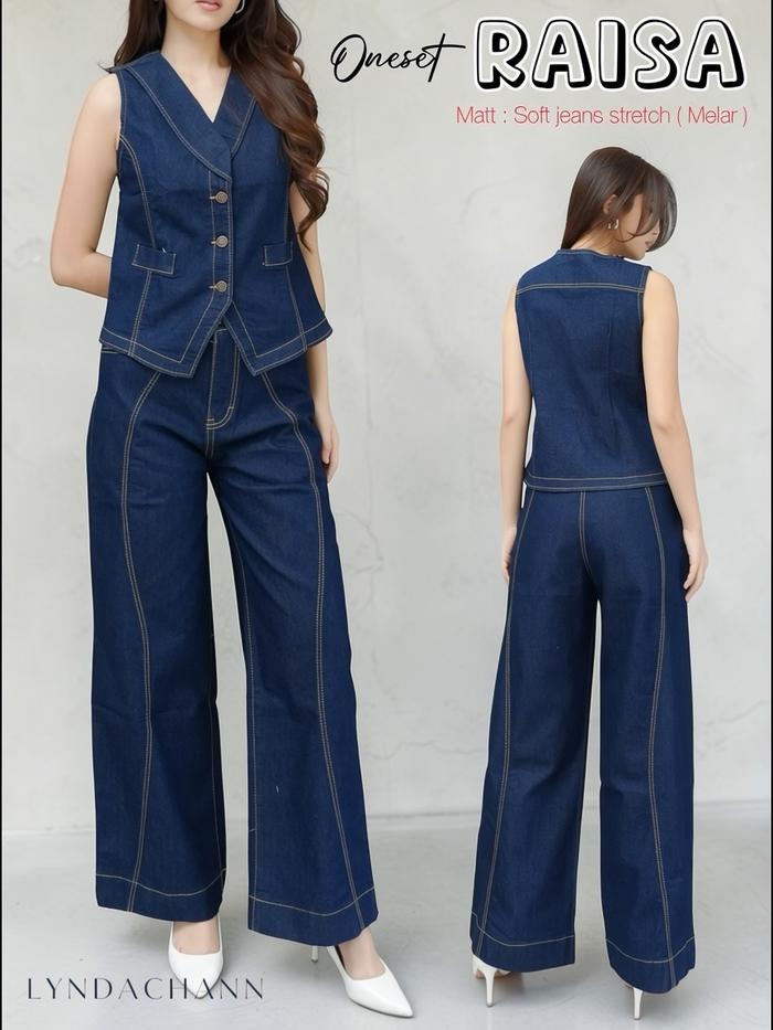LYNDACHANN - 2in1 RAISA BLazer Vest One Set Premium Jeans Setelan Wanita Jeans Celana Barel