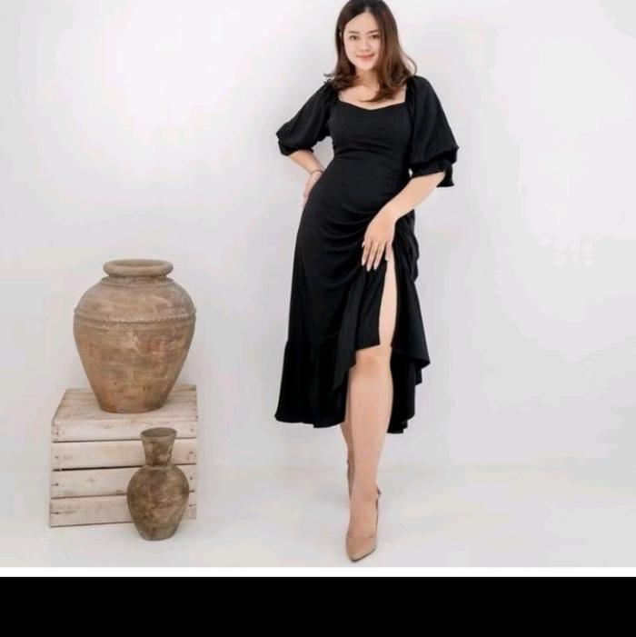 BEST SELLER YUCCY DRES WANITA STYLE BELAHAN SERUT BIG SIZE Casual Garis Nyaman Twill