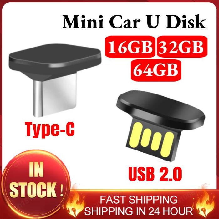 16GB/32GB/64GB Mini Car U Disk Pendrive Type-C/USB 2.0 Flash Drive Memory Stick Flash Disk Waterproo
