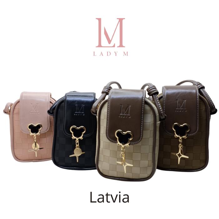 Tas Selempang Wanita Mini Lady M Latvia Sling Bag Cewek Kekinian Tas HP Dompet PU Leather Premium