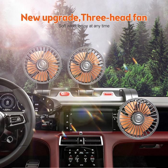 Car Fan 3 Heads Automotive Electric Fan USB 5/12V/24V Fan 2 Speeds