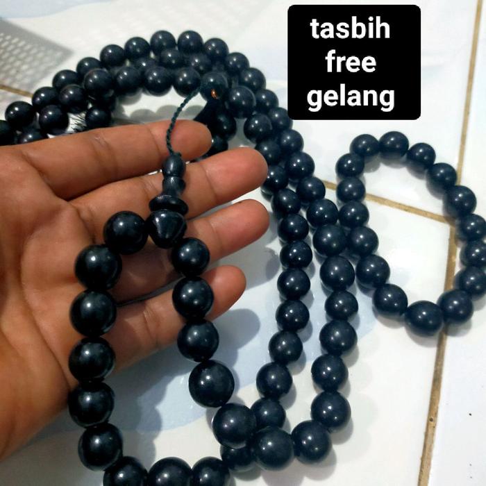 tasbih kokka jawa hitam 12mm free gelang tasbih tasbih mengkilat /tasbih biji gebang pocok lantar ta