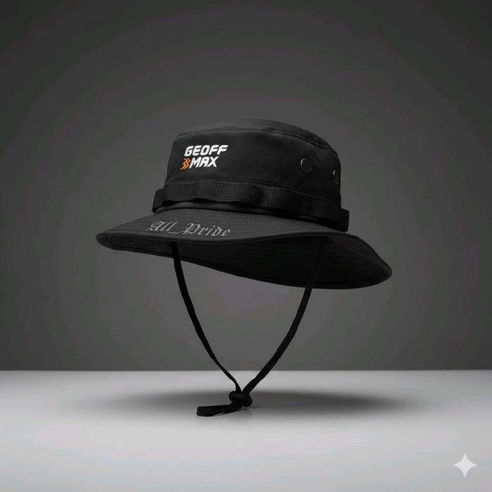Topi Rimba (Adventure Mountain/Outdoor) keren/elegan tali premium original pria wanita Logo GEOFF MA