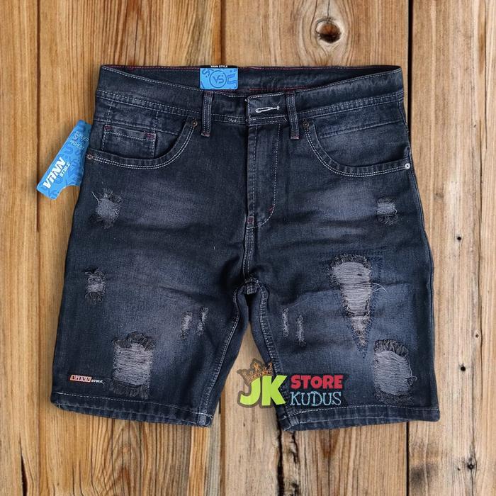 CELANA PENDEK PRIA JEANS SOBEK VANN STYLE GANGSTER DENIM PREMIUM Tebal High Quality sobekpria