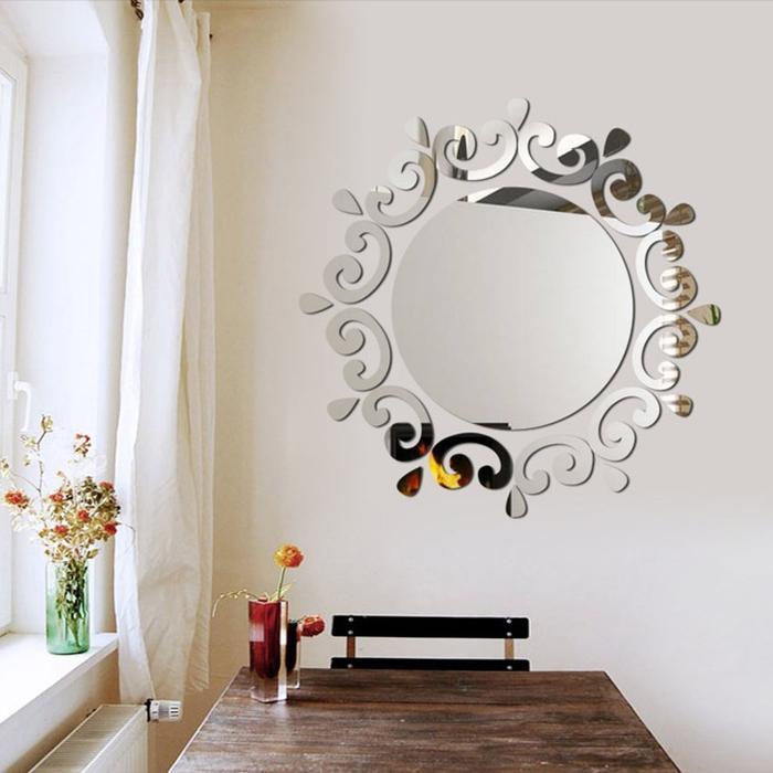 Stiker Cermin Lace Kaca Dinding Akrilik Acrylic Wall Mirror Sticker