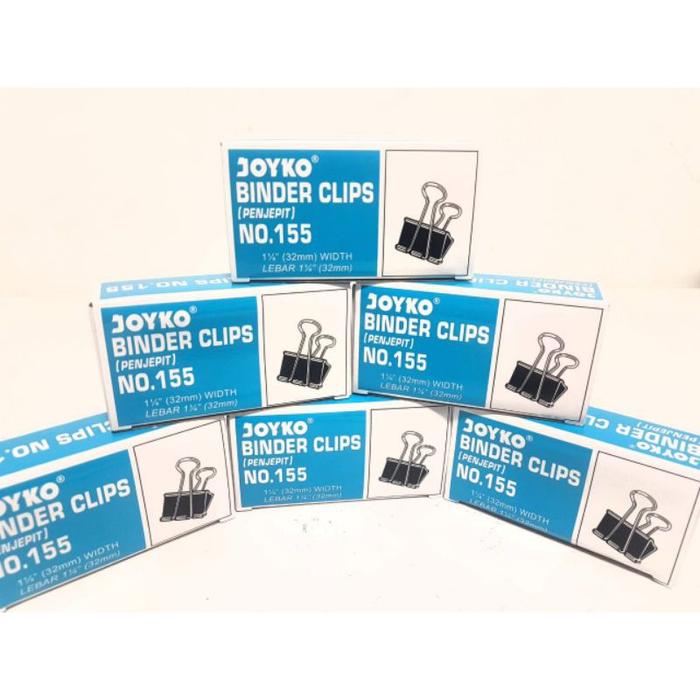 READY Grosir ( 1 Dus / 12 Boxes) Binder Clip Penjepit JOYKO No.155
