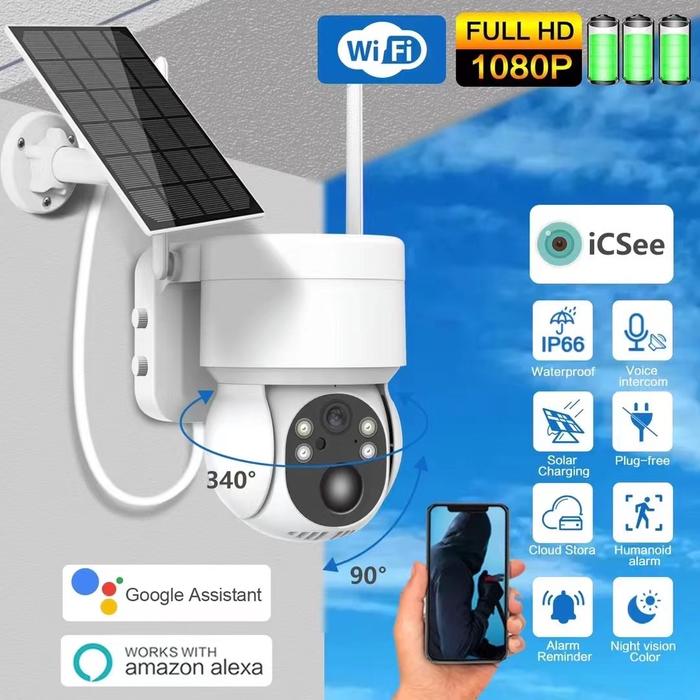 Kamera CCTV nirkabel deteksi manusia, kamera IP pengawas 1080P WIFI