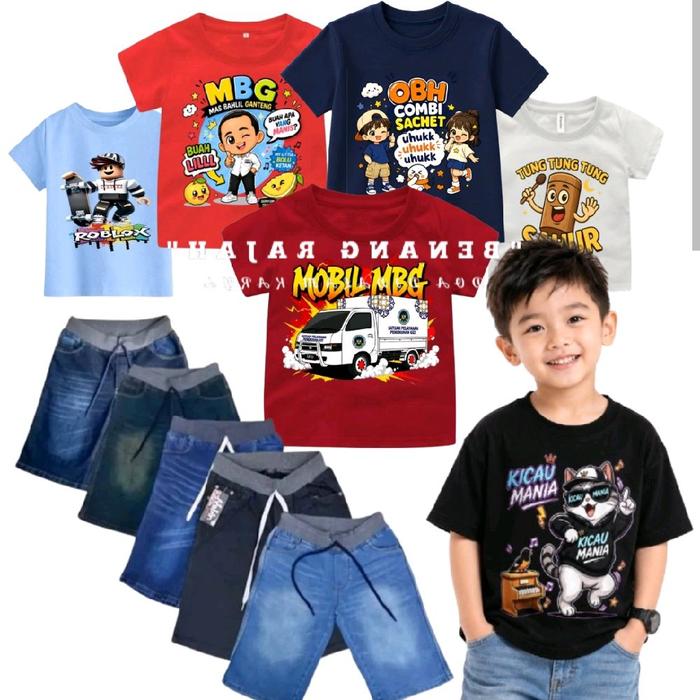 Baju Dan Celana Anak Laki Laki Jeans Paket Usaha Termurah 90 RIBU 8 Pcs 4 Kaos 4 Jeans Fashion Anak 