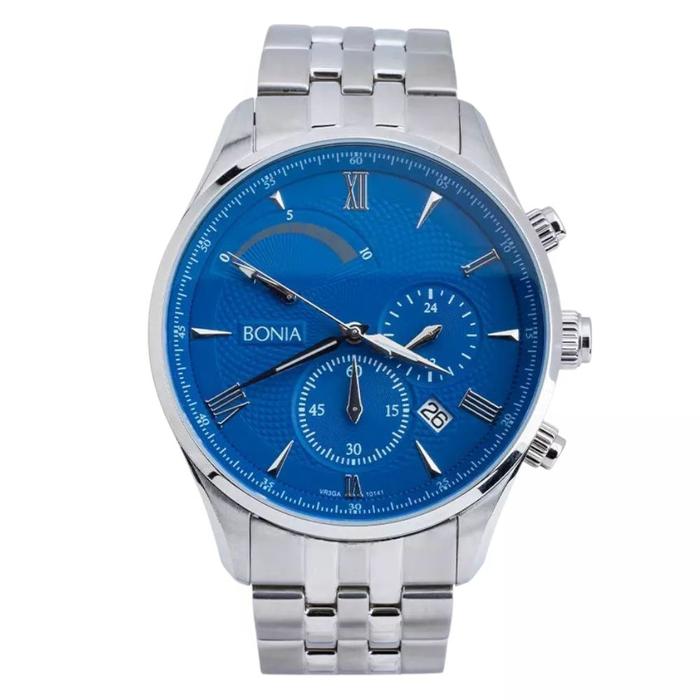 Bonia BNB10141-1383C Silver Biru Pria Original