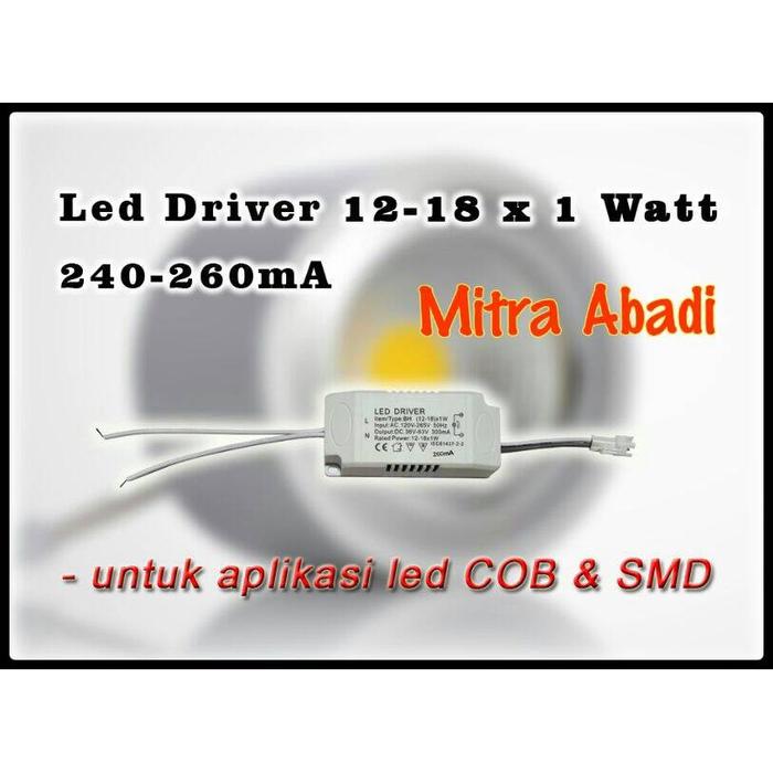 LED Driver 12-18x1 Watt 240-260 mA Casing Plastik