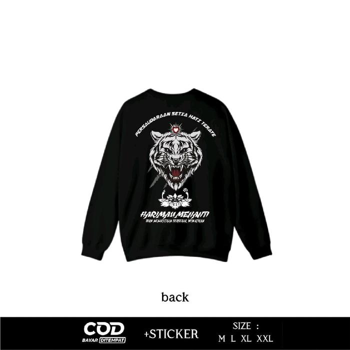 Sweater Crewneck Perguruan Pencak Silat PSHT Harimau Menanti Desain Distro Dtf Full Punggung Model T
