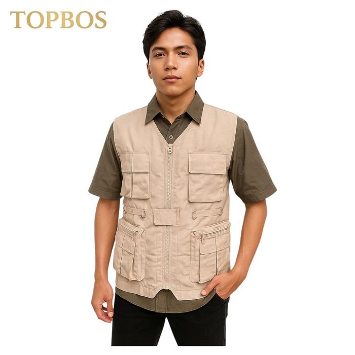 TOPBOS* Rompi Cargo Lapangan Multifungsi Pria Biru Navy Bahan Ripstop Excelent  Size M-XXXXL untuk O