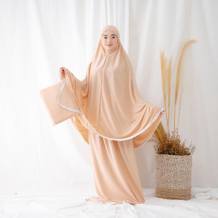Mukena Amplop Jersey Jumbo / Mukenah Travel Renda Premium Cantik Dewasa Atasan Bawahan