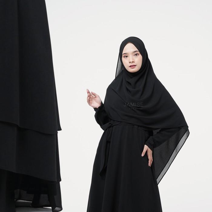Murah Aisha Series - Black | Gamis Set Ceruty Babydoll by Jamise Syari Non COD