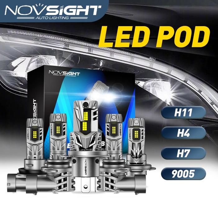 NOVSIGHT N63 Lampu LED Mobil Kuning 3000K H4 H11 9005 H7 Super Terang