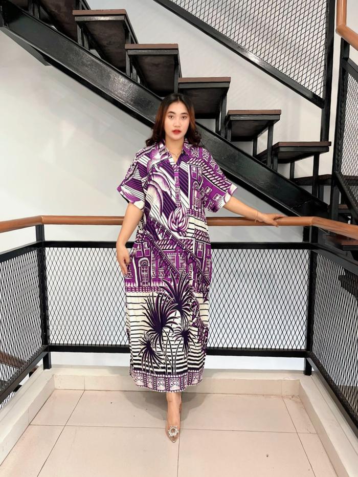 Kartika Batik TR 2081 Longdress Ismaya Daster Rayon Lengan Pendek