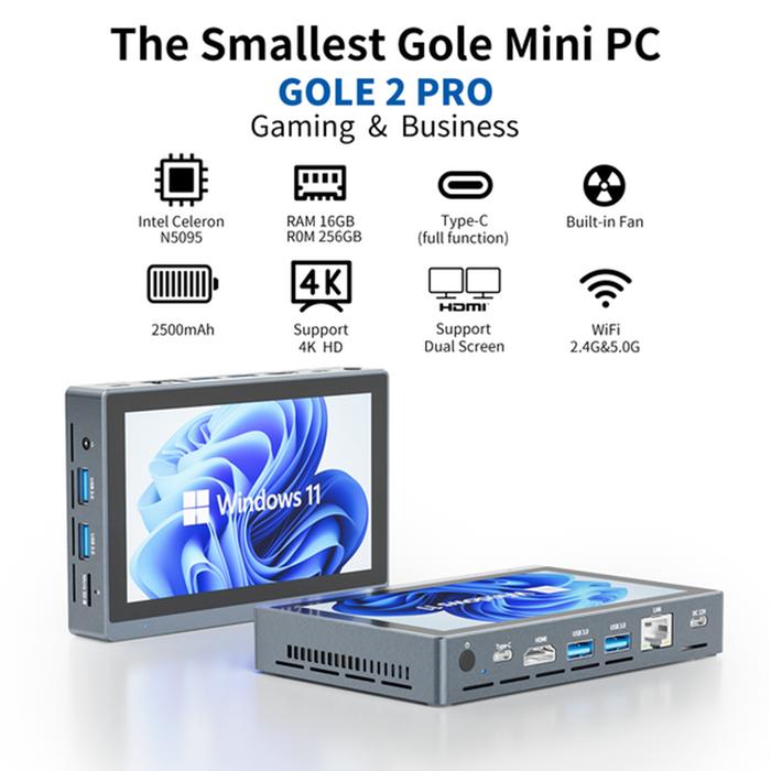 Higole Gole 2 Pro Intel N5095 Mini PC Window 11 WiFi5 8/16GB 256GB 2500mAh 4K Desktop Computer Touch