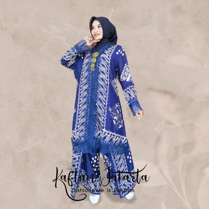 Kaftan Jakarta - One Set Celana Kulot Lace Brukat Batik Mewah Outfit Kondangan Arisan 2025