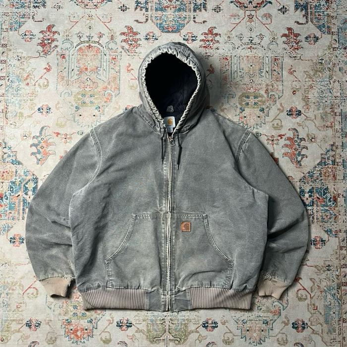 VINTAGE DISTRESSED CARHARTT J130GVL ACTIVE JACKET GRAVEL GREY ORIGINAL