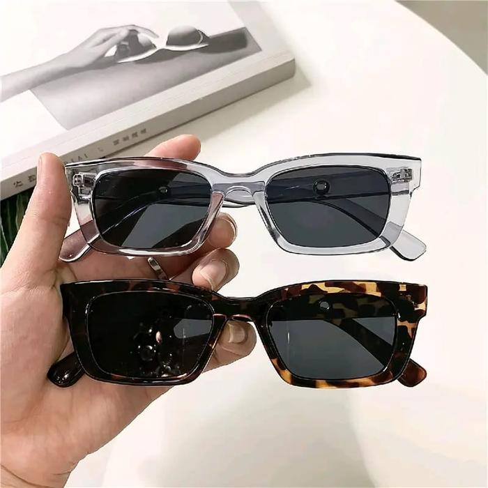 Kacamata hitam wanita pria sunglasses korean retro vintage eyewear fashion persegi panjang terbaru (