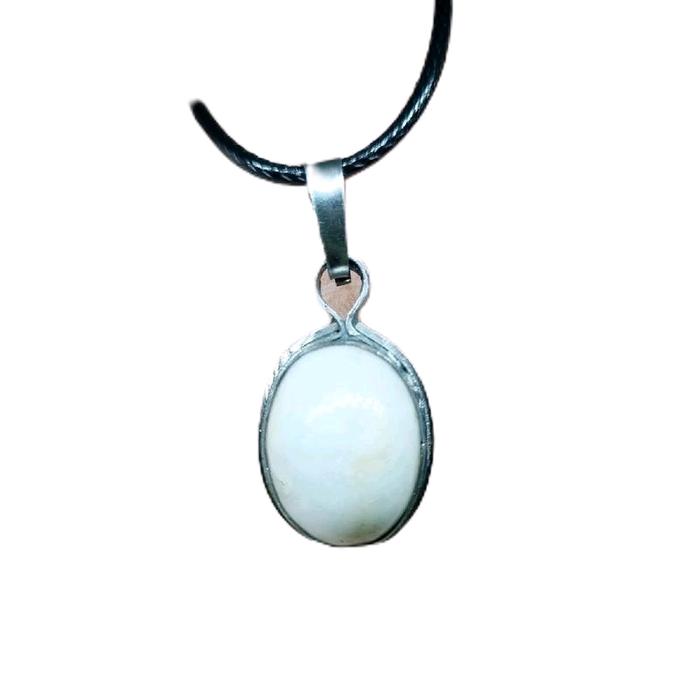 cincin batu akik mg putih natural calcite / kalung liontin mani gajah putih Elegan Ring