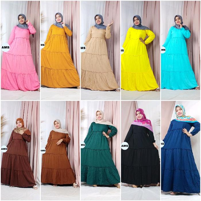Gamis Twill Ori Polos Tebal Premium Rempel Susun Canda Batik Altha MS Dress Wanita Terbaru Adem Busu