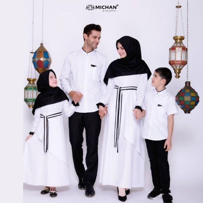 MICHAN - FUKU FAMILY PUTIH / SARIMBIT KELUARGA / Original Michan - COUPLE Ied Series - Baju Lebaran